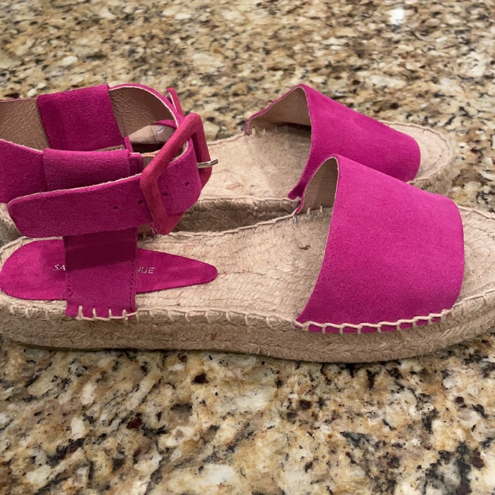 NEW! Saks Fifth Avenue Suede Magenta Sandals